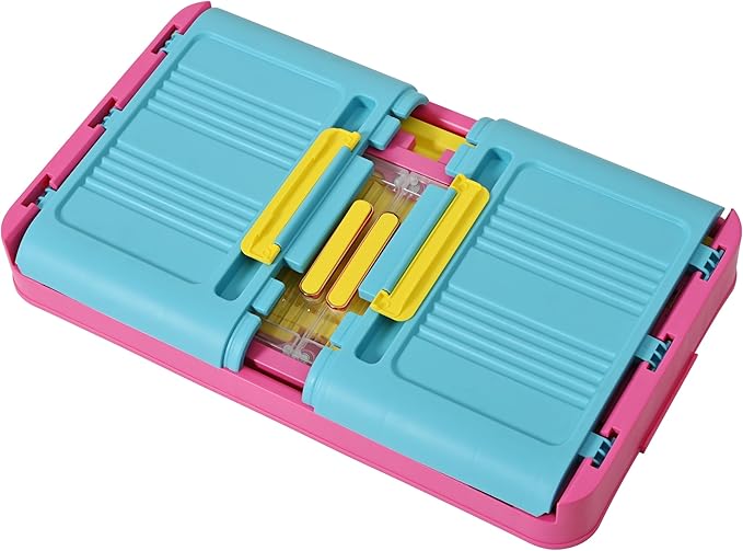 Holaki 195 QT Storage Bins with Lid, 5 Tiers Stackable Plastic Storage Bins Cabinet Box Collapsible Closet Organizers with Wheels and Magnetic Door for Princess Room, Girl(Colorful)