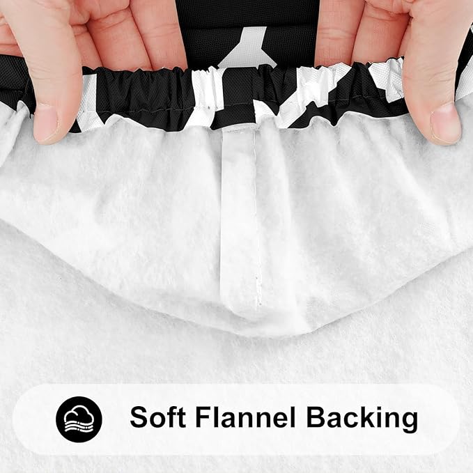 Smiry Rectangle Picnic Table Cover, Waterproof Elastic Fitted Camping Tablecloths for 8 Foot Tables, Wipeable Flannel Backed Vinyl Tablecloth Protector for Indoor, Outdoor (Black, 36x96 Inches)