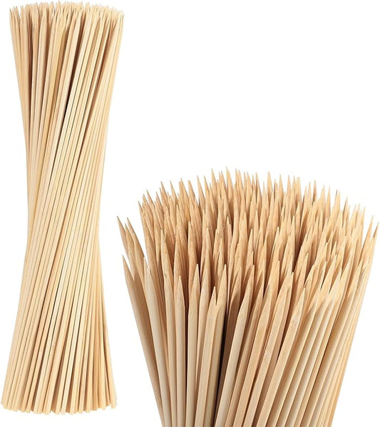 300PCS 16" Bamboo Skewers Sticks for Barbecue Smores Roasting Marshmallows Chocolate Fountain Plant Stakes Fruit and Crafting,Φ=4mm