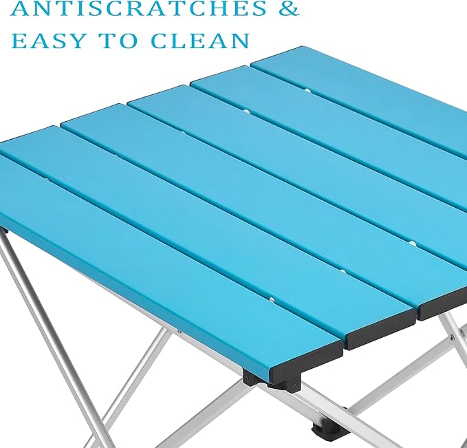 Grope Small Folding Camping Table with Aluminum Table Top, Beach Table for Sand with Carrying Bag,Prefect for Outdoor,Picnic,BBQ,Cooking,Festival