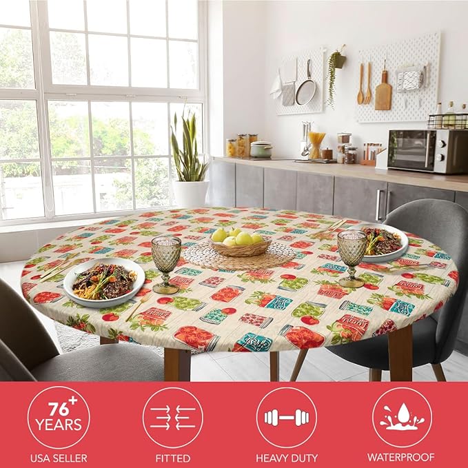 LAMINET Elastic Fitted Table Cover - Garden to Table - Small Round - Fits Tables up to 44" Diameter