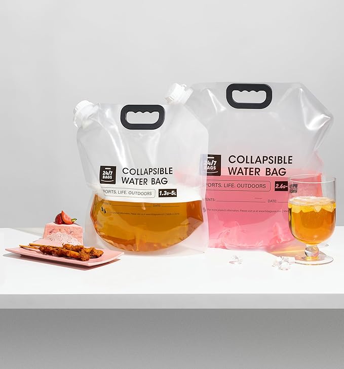 24/7 BAGS 8 Pack Collapsible Water Container Bag 2.6 Gallon/10 Liter, Heavy Duty with Carry Handles, Hikes, Trips, Weather Emergencies, and More, Foldable Water Bag