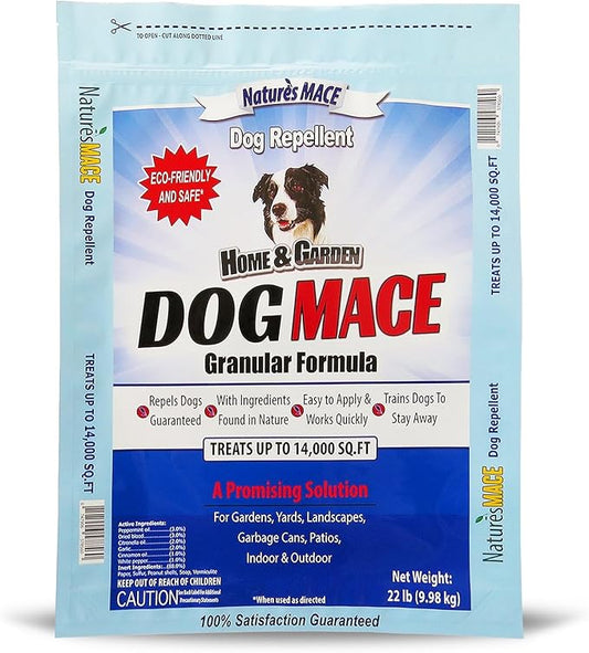 Nature's MACE Dog Mace, Dog Repellent for Yard, 22 Pound Granular for Lawn, Garden, Outdoor Dog Urine Deterrent, No-Dig, Training Tool, Treats 14,000 Sq. Ft, Safe Around People, Pets, & Plants