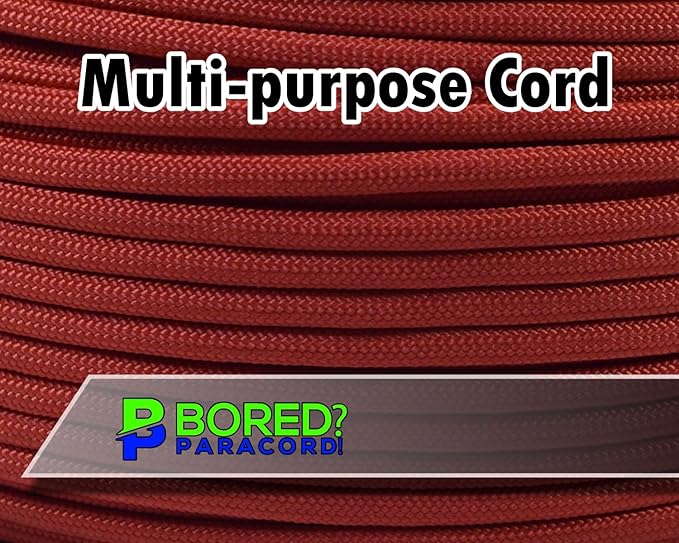 BORED? PARACORD! 550 lb Paracord - Ideal for Crafting, Camping, DIY Projects, Active & Military Outdoors - Strong Survival Rope - Tactical Parachute Cord Type III - Solar Orange 1000 Feet