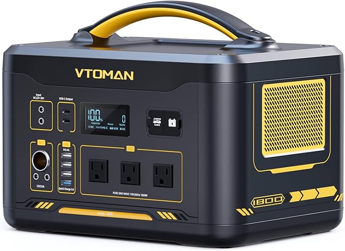VTOMAN Jump 1800 Portable Power Station 1800W, 1548Wh LiFePO4 Solar Generator Constant-Power Battery Power Station, Dual PD 100W Type-C, Capacity Expandable to 3096Wh for Camping, Travel, Home Backup