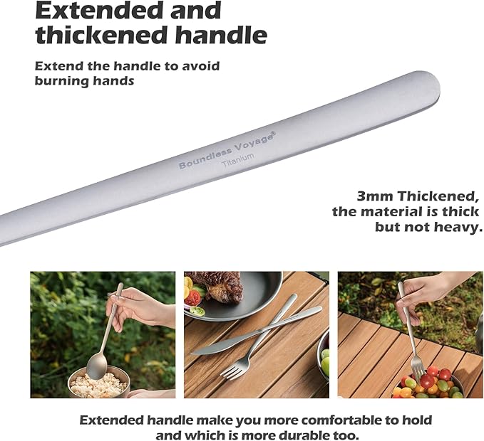 Boundless Voyage Titanium Cutlery Set Portable Camping Tableware Chopsticks Knife Fork Spoon Set for Home Travel (3 PCS SET)