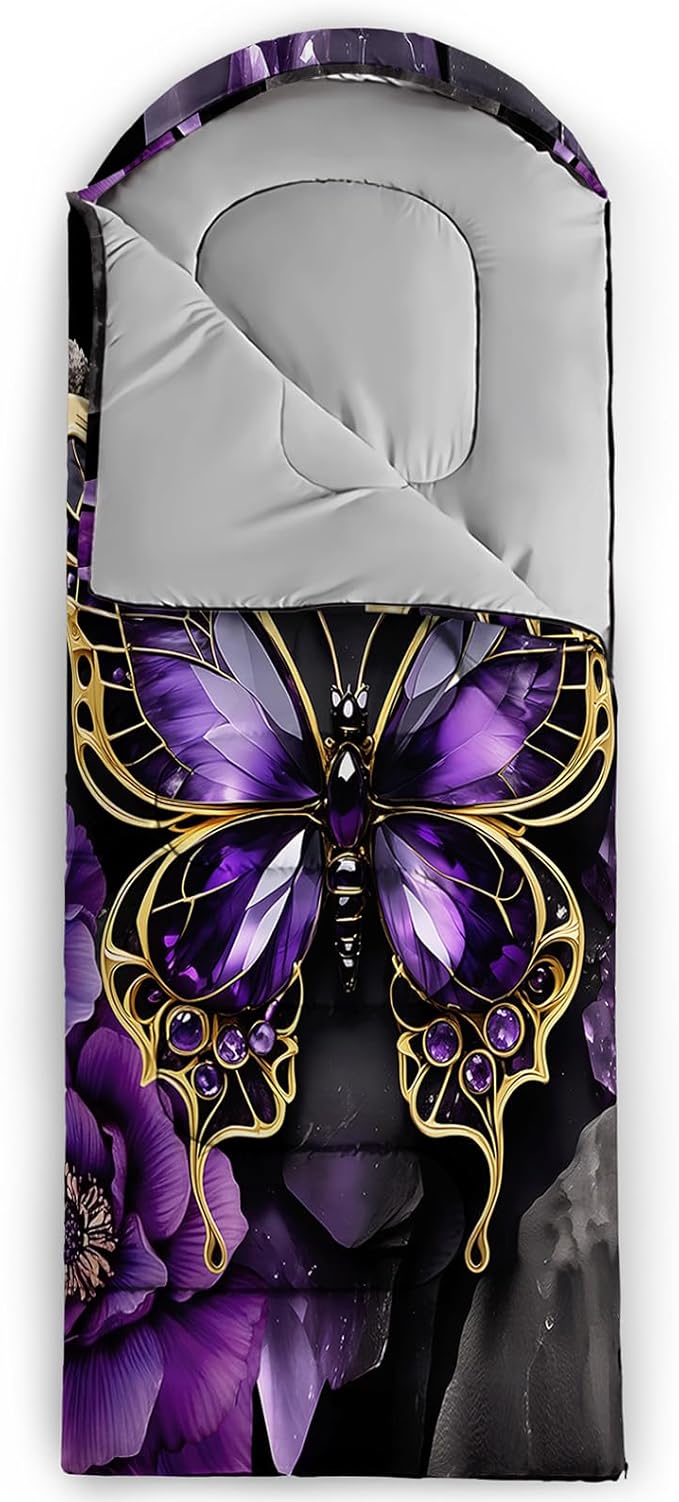 AILONEN Pink Lovely Rabbit Sleeping Bag for Girls Kids Adults,Warm and Cool Weather,Lightweight,Waterproof Backpacking,Cartoon Flowers Printed Bunny Sleeping Bag for Camping