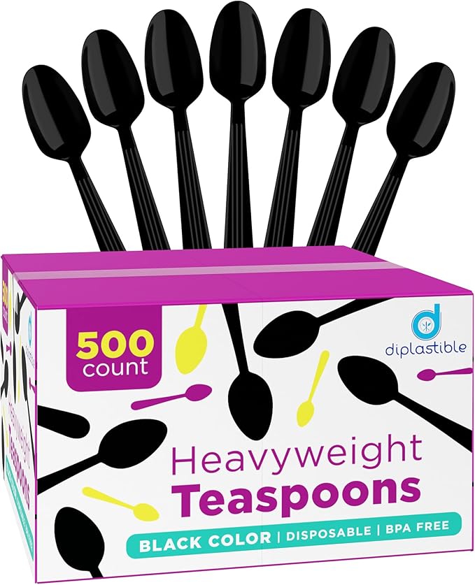 Plastic Spoons Heavy Duty - Disposable Spoons Plastic Utensils - Plastic Cutlery For Parties And Events Pack Of 500 (Tea Spoons)