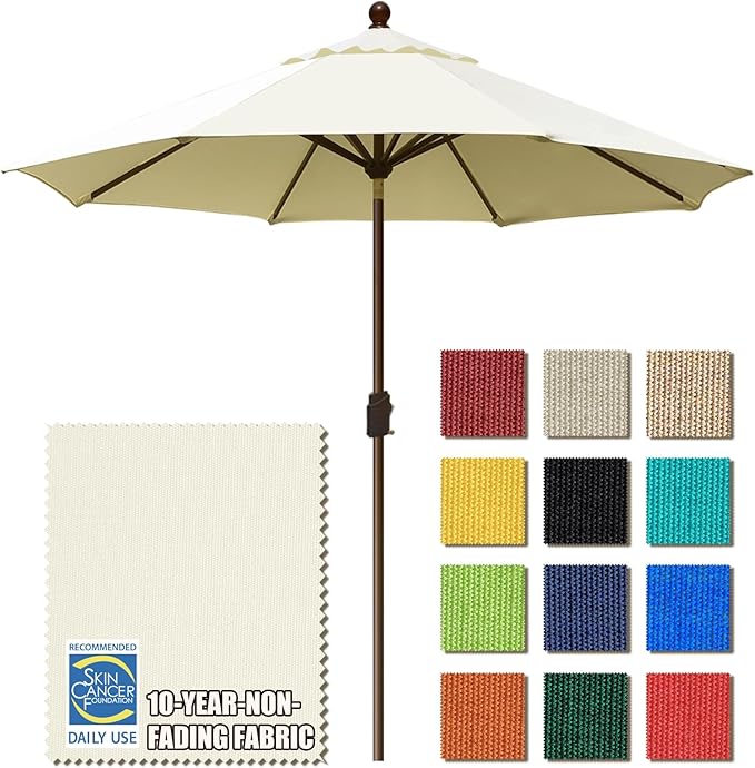 EliteShade USA 10-Year-Non-Fading 9Ft Market Umbrella Patio Umbrella Outdoor Table Umbrella with Ventilation, Natural