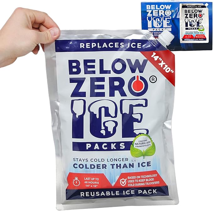 Below Zero Reusable Ice Packs for Coolers – Long Lasting Cooler Ice Pack Blocks, Leak-Proof Freezer Packs for Camping, Lunch Boxes & Travel