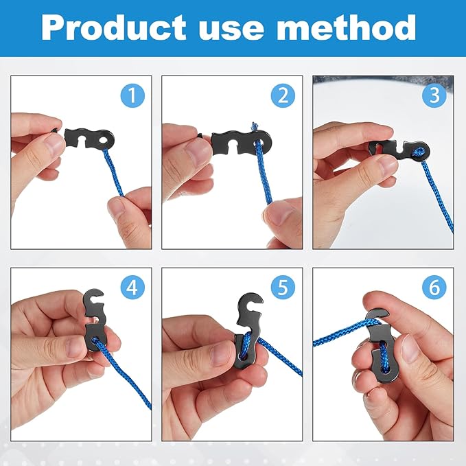 SATINIOR Guyline Tensioner Aluminum Alloy Tent Cord Paracord Tensioner Guy Line Rope Adjusters Cam Jam Cord Tighteners for Outdoor Tent Camping Hiking Accessories