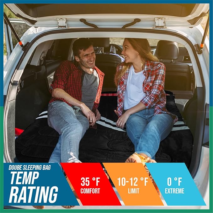 IFORREST Cotton Flannel Double Sleeping Bag for Adults - 2-Person 10°F Cold Weather Camping Bed - Extra-Wide & Warm Queen-Size XXL