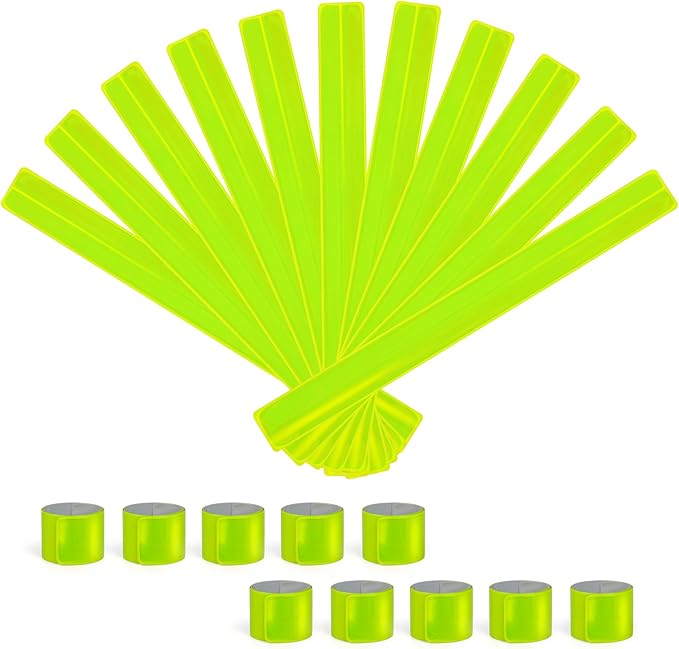 20 Pcs Reflective Bands Snap Bracelets - Enhance Safety for Children, School Bags, Keys, Prams, Hiking, Joggers, and Cyclists