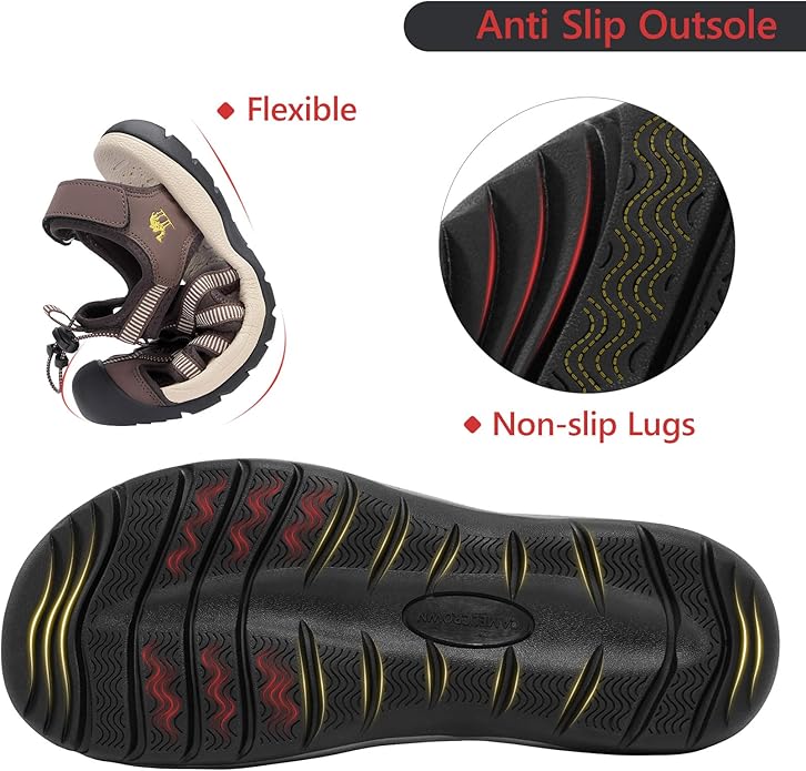 CAMELSPORTS Men's Hiking Sandals Closed Toe Outdoor Beach Sandal Waterproof Sport Fisherman Sandals Water Shoes