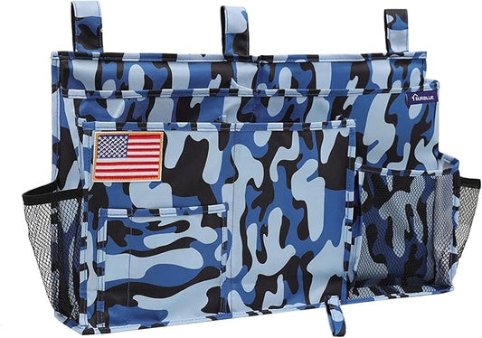 Surblue Bedside Caddy Hanging Organizer Storage Bag Pocket for Bunk, Hospital, College Dorm Rooms, Baby Bed Rails, Camp - 8 Pockets, Large, Ocean