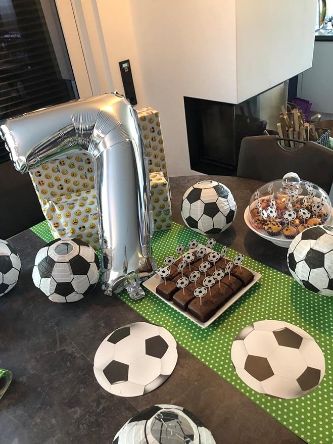 Kesoto 8 In Soccer Ball Paper Lantern Decoration Soccer Goal Birthday Party Decoration - Pack of 5