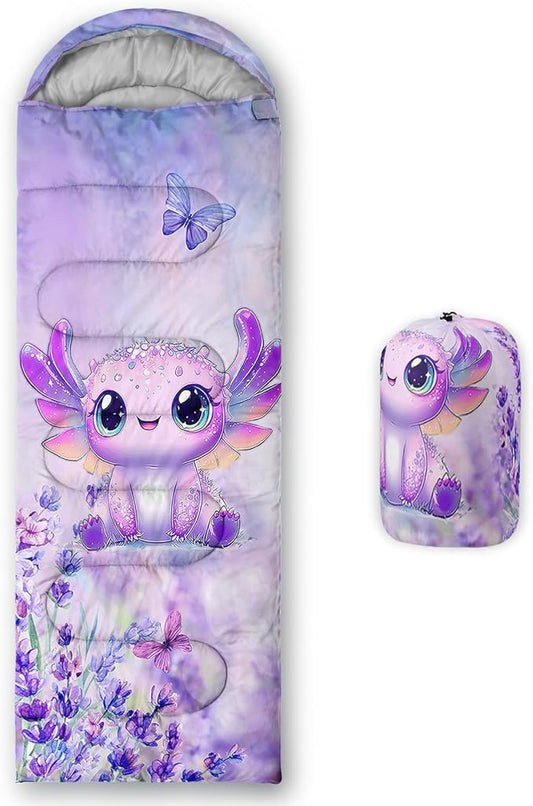 AILONEN Pink Lovely Rabbit Sleeping Bag for Girls Kids Adults,Warm and Cool Weather,Lightweight,Waterproof Backpacking,Cartoon Flowers Printed Bunny Sleeping Bag for Camping