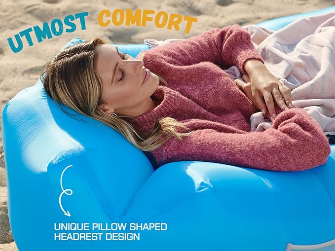WEKAPO Inflatable Sun Lounger, Air Sofa, Hammock, Portable, Waterproof and Leak-Proof, Ideal for Backyard, Beach, Travel, Camping, Picnics and Music Festivals