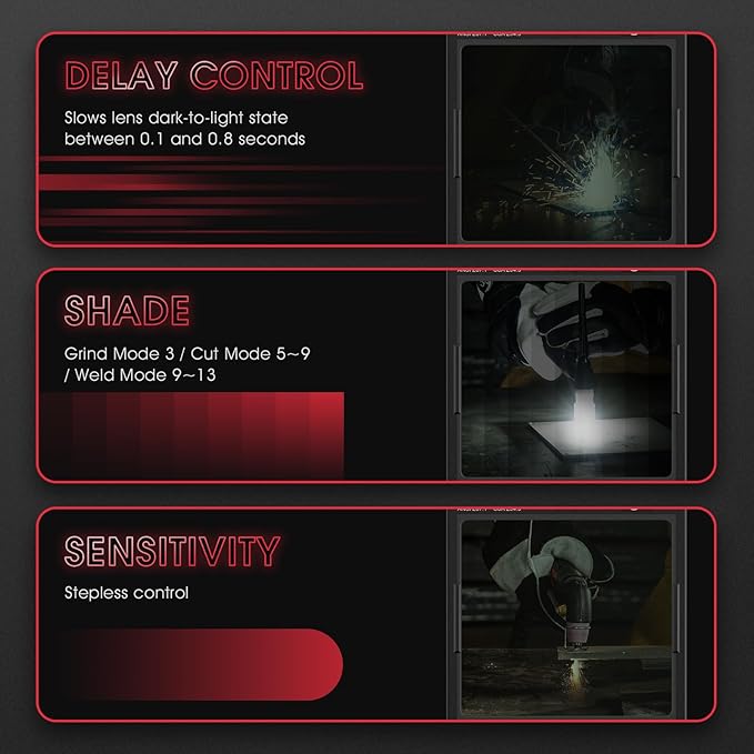 YESWELDER Large View Auto Darkening Welding Helmet, Blue Light Blocking, 1/1/1/1 True Color Solar Powered Welder Hood Mask with 4 Arc Sensors, Wide Shade 3/5-9/9-13 for TIG MIG ARC Cut and Grind