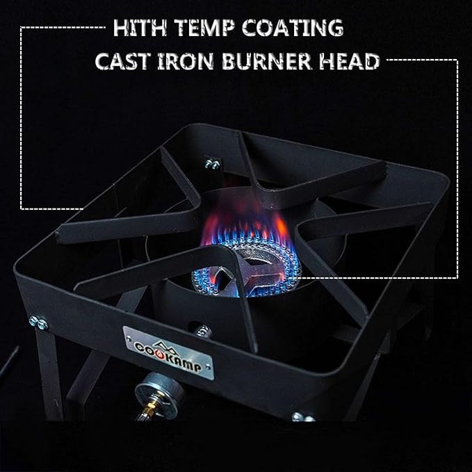 High Pressure Gas Cooker Outdoor Propane Burner with 0-20 PSI Adjustable Regulator and Steel Braided Hose (STEEL) SA1100