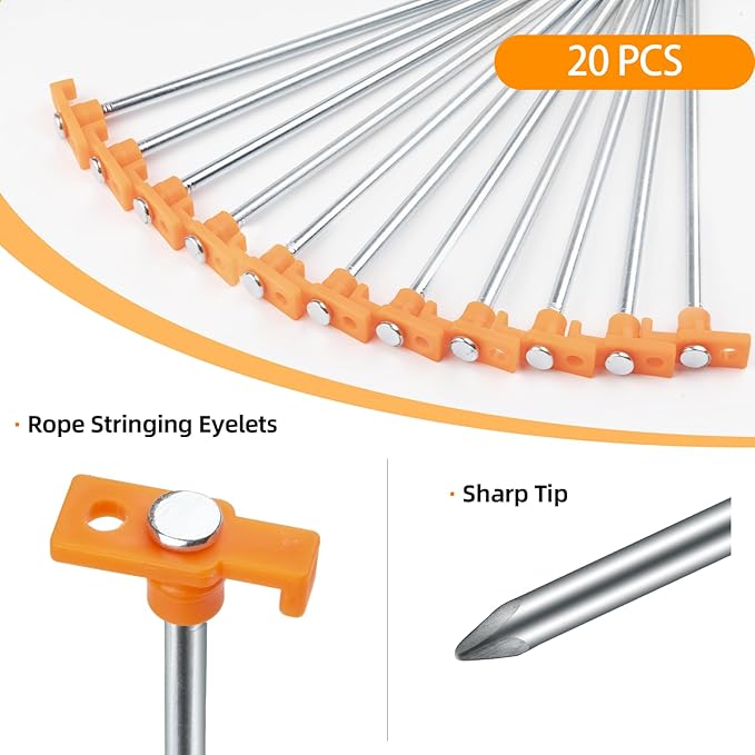 20 Pcs Tent Stakes with Camping Hammers,Avoforest 7.1 Inch Non-Rust Metal Tent Pegs + Portable Tent Stakes Hammers Ground Stakes and Tent Accessories Camping with Storage Bag,Garden,Hiking