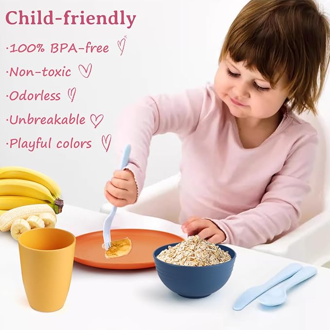 Homienly 5.7 Inch Dessert Plates Set of 8 Small Wheat Straw Plates Appetizer Plate for Kitchen Unbreakable Snack Plate for Kids, Snack, Side Dish(Classic Art Series - Mondrian)