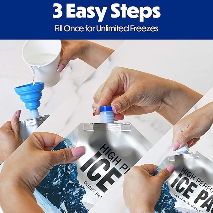 Reusable Ice Packs for Coolers Long Lasting Gel Freezer Packs for Cooler Bag Backpacks, Child Lunch Box, Cooler Bag, Keeps Food Cold Fresh (Small Set of 5)