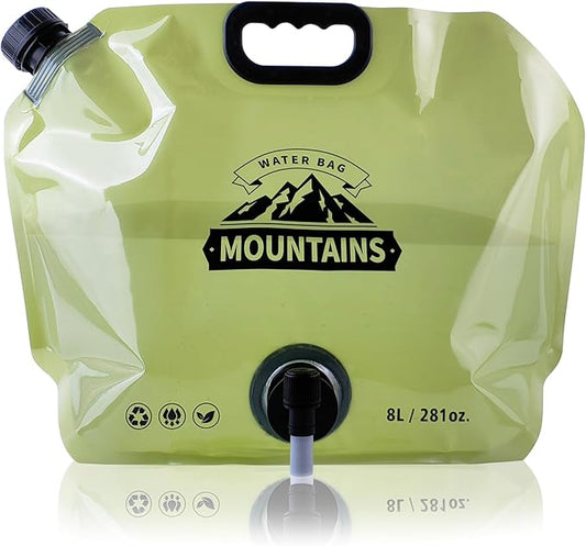 Camping Water Jug 2.1 Gallon CollapsibleWater Container Portable Water Bag for TravelOutdoor Hiking BPA Free Lightweight (Green (2.1 Gal), 1)