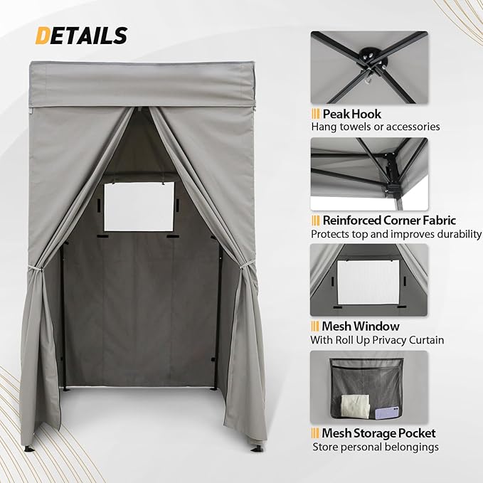 EAGLE PEAK Flex Compact 4x4 Pop-up Canopy Changing Room, Portable Privacy Dressing Room for Indoor Fashion Photoshoots, Camping, or Pool, Gray