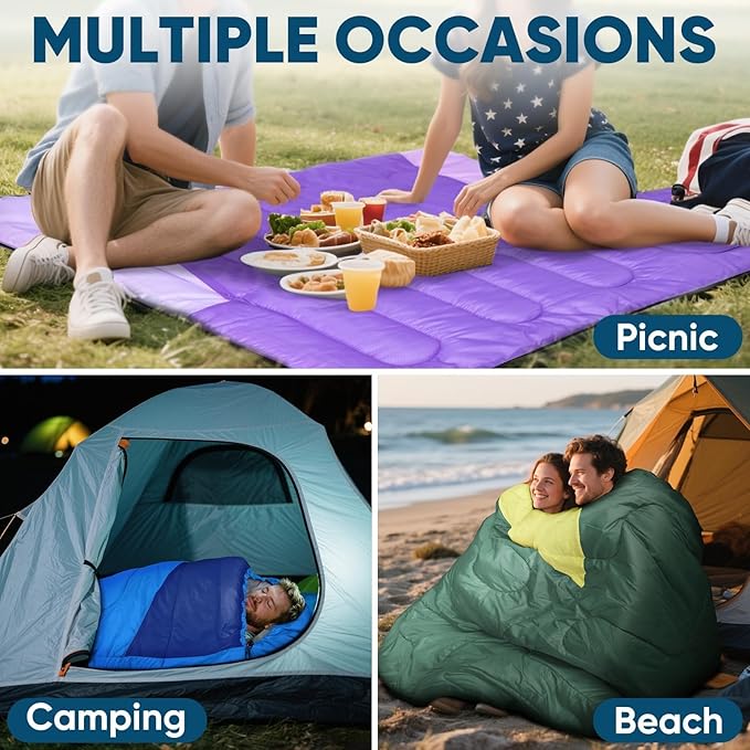 PTEROMY Sleeping Bags for Adults, Lightweight Water Resistant Backpacking Camping Sleeping Bag for Warm Cold Weather, Camping Essentials for Hiking Outdoor Travel