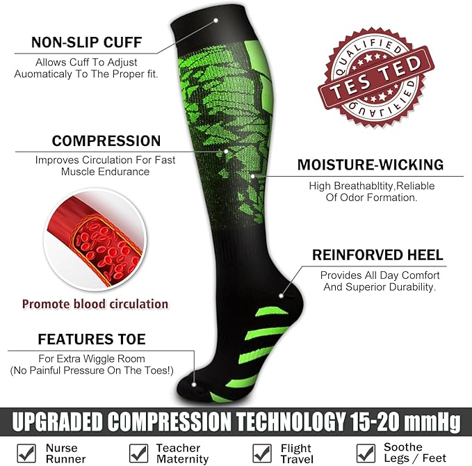 6 Pack Copper Compression Socks for Women and Men Circulation-Best Support for Medical, Running,Nursing,Athletic