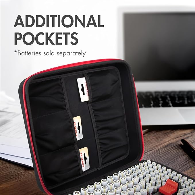 Tenergy Large Battery Organizer Storage Case with Battery Tester, Holds 100 AA Batteries & 100 AAA Batteries (Batteries not Included)