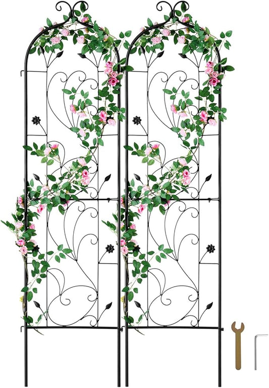 VEVOR Garden Trellis for Climbing Plants, 60 x 15 in, 2 Packs Rustproof Metal Garden Flower Trellis, Outdoor Climbing Rose Trellis Cucumbers Support, Decorative Clematis Trellis for Courtyards Lawns