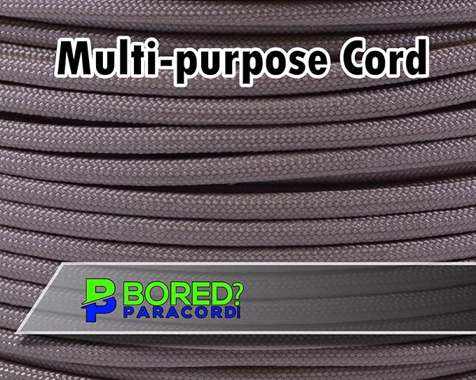 BORED? PARACORD! 550 lb Paracord - Ideal for Crafting, Camping, DIY Projects, Active & Military Outdoors - Strong Survival Rope - Tactical Parachute Cord Type III - Light Tan 250 Feet
