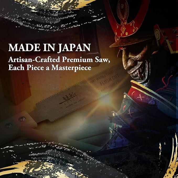 SUIZAN Flush Cut Saw 6" - Professional Japanese Pullsaw Ryoba Double Edge Handsaw Woodworking Tools