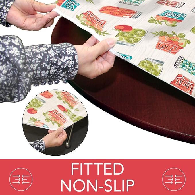 LAMINET Elastic Fitted Table Cover - Garden to Table - Small Round - Fits Tables up to 44" Diameter