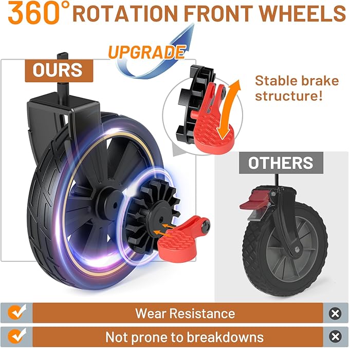 TIMBER RIDGE 51.2'' Extended Collapsible Wagon Cart with Brakes and Cargo Net, 350LBS Heavy Duty Foldable Utility Wagon with Adjustable Handle, 400L Capacity Portable Cart for Camping Sports Shopping