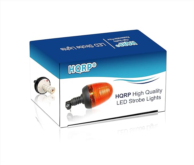 HQRP Flexible Pipe Mount/Low Profile Amber Beacon Emergency Hazard Warning Safety LED Strobe Lights for Golf Cart, Truck, Tractor, Forklift, ATV, UTV, Snow Plow, Excavator, etc.