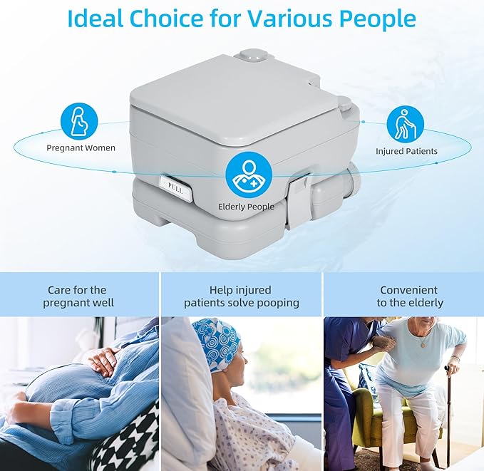 YITAHOME 3.2 Gallon Portable Toilet for Camping, RV Travel Porta Potty with Press Flush Pump, Anti-leak for Truck Travel, Boating, Hiking, Trips