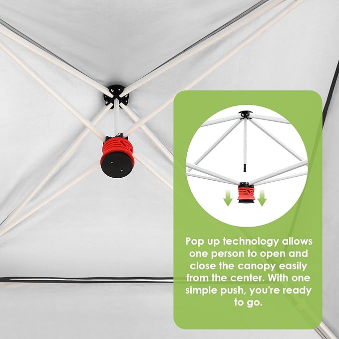 TLSUNNY 12X12 Pop Up Canopy Tent, Camping Shader W/Overhanging Eaves & Sand Bag, Outdoor Gazebo Shelter W/One Push Setup & Wheeled Bag, Height Adjustable, for Patio, Market, Party (Green, 12FTX12FT)