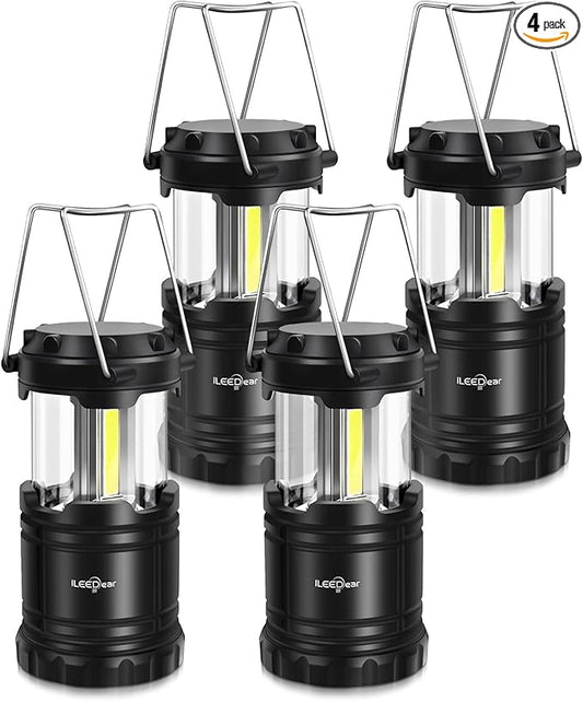 LED Camping Lantern, Battery Operated Lights, Adjustable Brightness for Camping, Power Outages, Emergencies, Outdoor Collapsible Lanterns, 4 Pack
