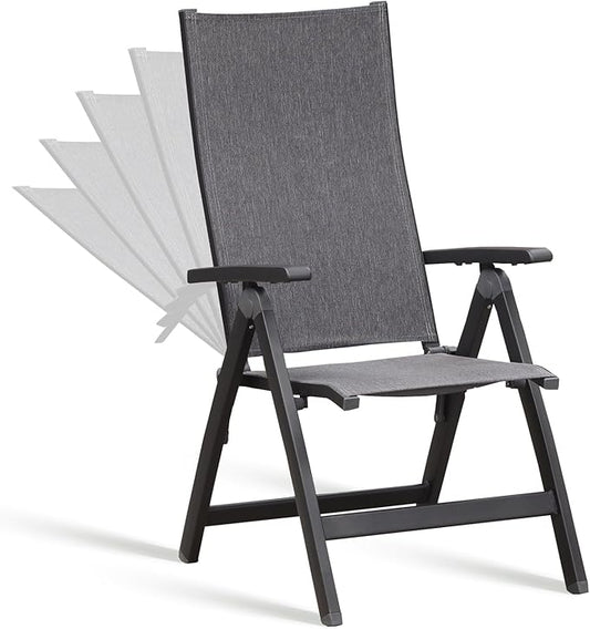 Folding Chair, Indoor & Outdoor Balcony, Patio Porch, Garden Lawn, Pool, for Comfortable Black Foldable Chairs, Portable Cozy Recliner, Metal Frame, Heavy Duty Durable