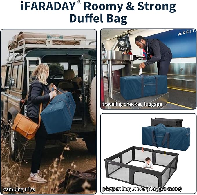 Foldable Duffle Bag for Travel - 75L Large Spare Travel Duffel Bag Lightweight with Trolley Sleeve - Blue