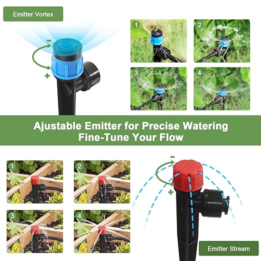 250FT Drip Irrigation Kit for Garden, Raised Bed Watering System with 1/2" & 1/4", Quick-Connect Plant Accessories, Drip Line Kit for Greenhouse, DIY Micro Sprinklers Set for Yard Outside, Raised Bed