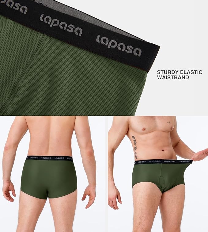 LAPASA Men's Quick Dry Travel Underwear, Terraversal Series Mesh Breathable Trunks/Boxer Briefs/Boxers (2 & 3 Packs)