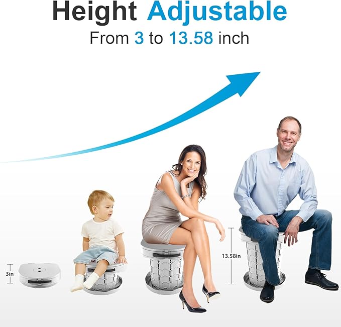 imodomio Retractable Portable Toilet Camping Toilet - Adjustable Height Camp Toilet Portable Potty for Camping, Car, Travel, Boat, Beach, Tent and Emergency Use