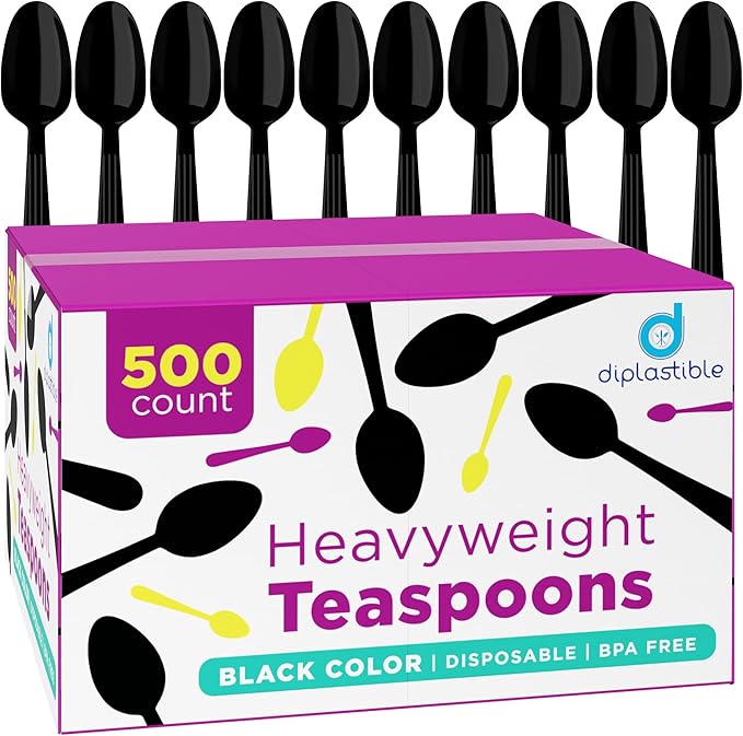 Plastic Spoons Heavy Duty - Disposable Spoons Plastic Utensils - Plastic Cutlery For Parties And Events Pack Of 500 (Tea Spoons)
