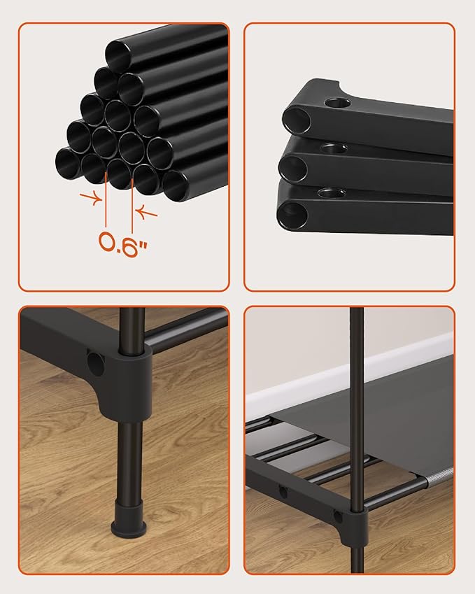 Clothes Rack, Portable Closet, 81.5 Inch Large Capacity Wardrobe Closet, Clothes Storage Organizer with Shelves and 5 Hanging Rods, Easy to Assembly, Grey PCT136G01