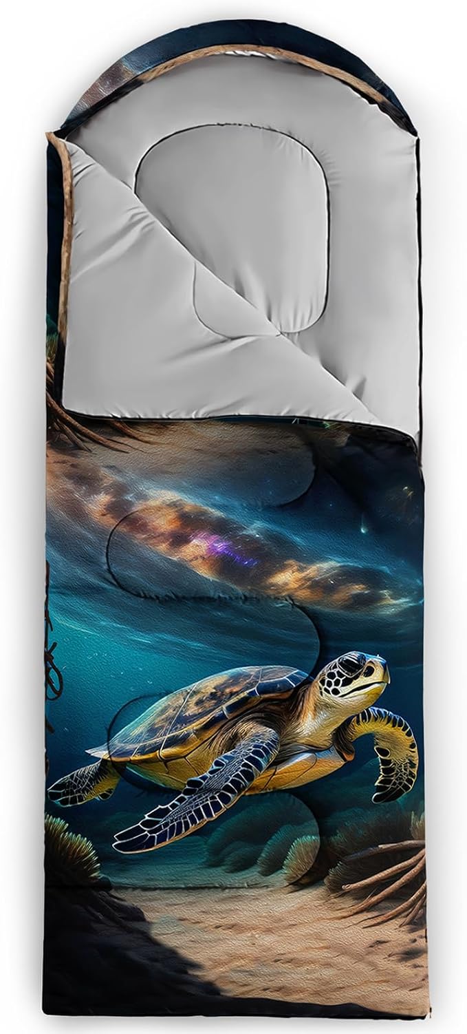 AILONEN Blue Glowing Basketball Sleeping Bag for Kids Boys,Warm and Cool Weather,Lightweight,Waterproof Backpacking,City Theme Ball Sports Sleeping Bag for Camping