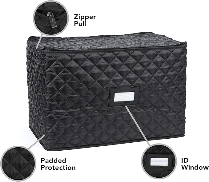 Covermates Keepsakes - Serveware Storage - Padded Protection - ID Window - Stain Resistant - Machine Washable - China Storage, Black